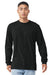 Bella + Canvas BC3501/3501 Mens Jersey Long Sleeve Crewneck T-Shirt Vintage Black Model Front