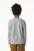 Bella + Canvas BC3511Y Youth Long Sleeve Crewneck T-Shirt Heather Grey Model Back