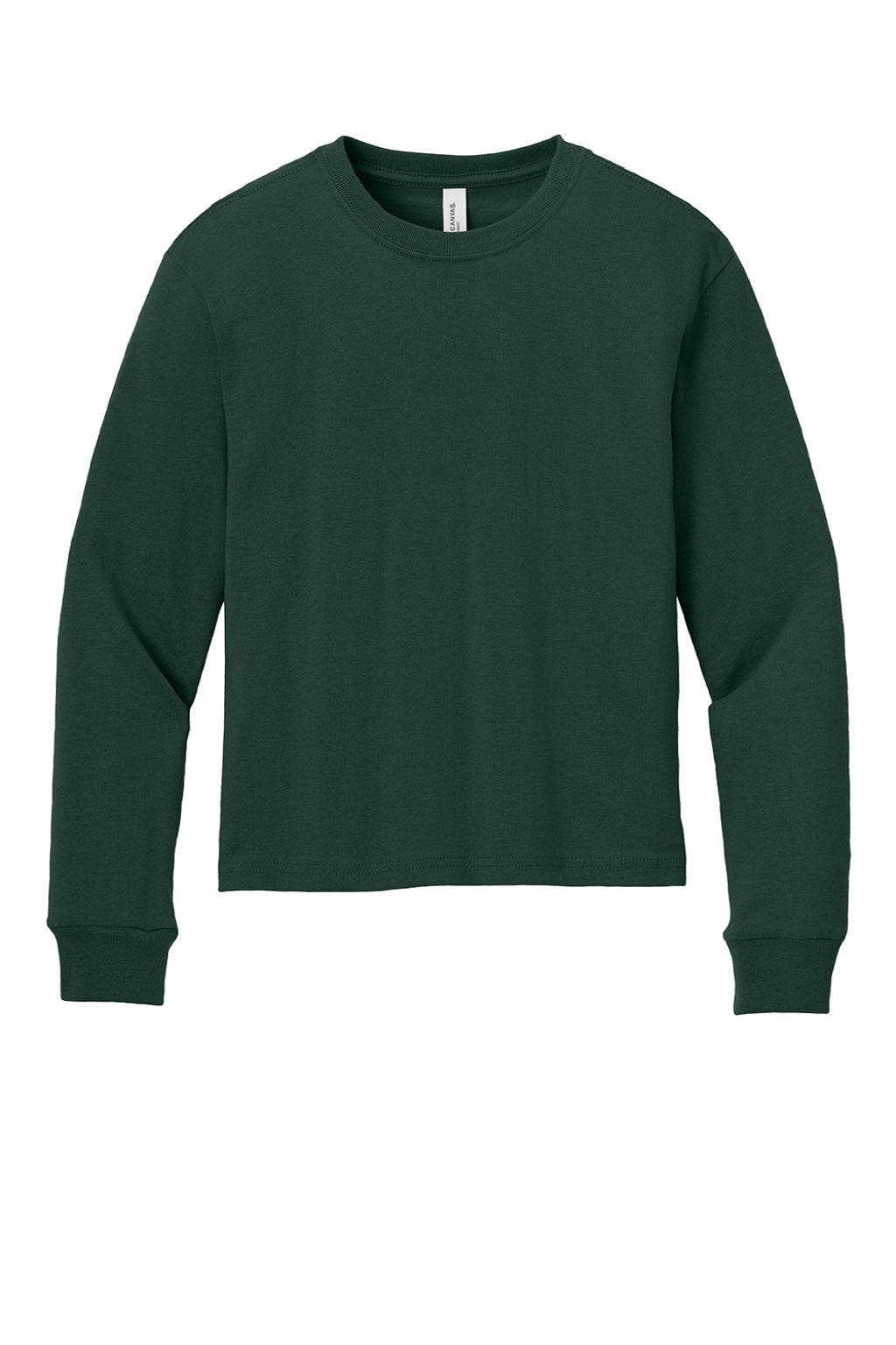 Bella + Canvas BC3511Y Youth Long Sleeve Crewneck T-Shirt Forest Green Flat Front