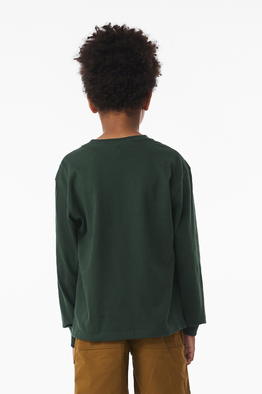 Bella + Canvas BC3511Y Youth Long Sleeve Crewneck T-Shirt Forest Green Model Back