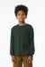 Bella + Canvas BC3511Y Youth Long Sleeve Crewneck T-Shirt Forest Green Model Front