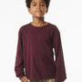 Bella + Canvas Youth Long Sleeve Crewneck T-Shirt - Maroon - COMING SOON