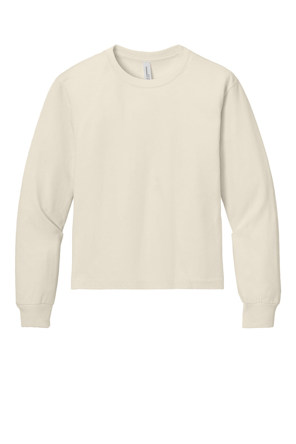 Bella + Canvas BC3511Y Youth Long Sleeve Crewneck T-Shirt Natural Flat Front