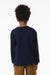 Bella + Canvas BC3511Y Youth Long Sleeve Crewneck T-Shirt Navy Blue Model Back