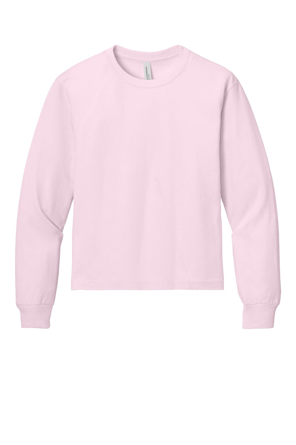 Bella + Canvas BC3511Y Youth Long Sleeve Crewneck T-Shirt Soft Pink Flat Front