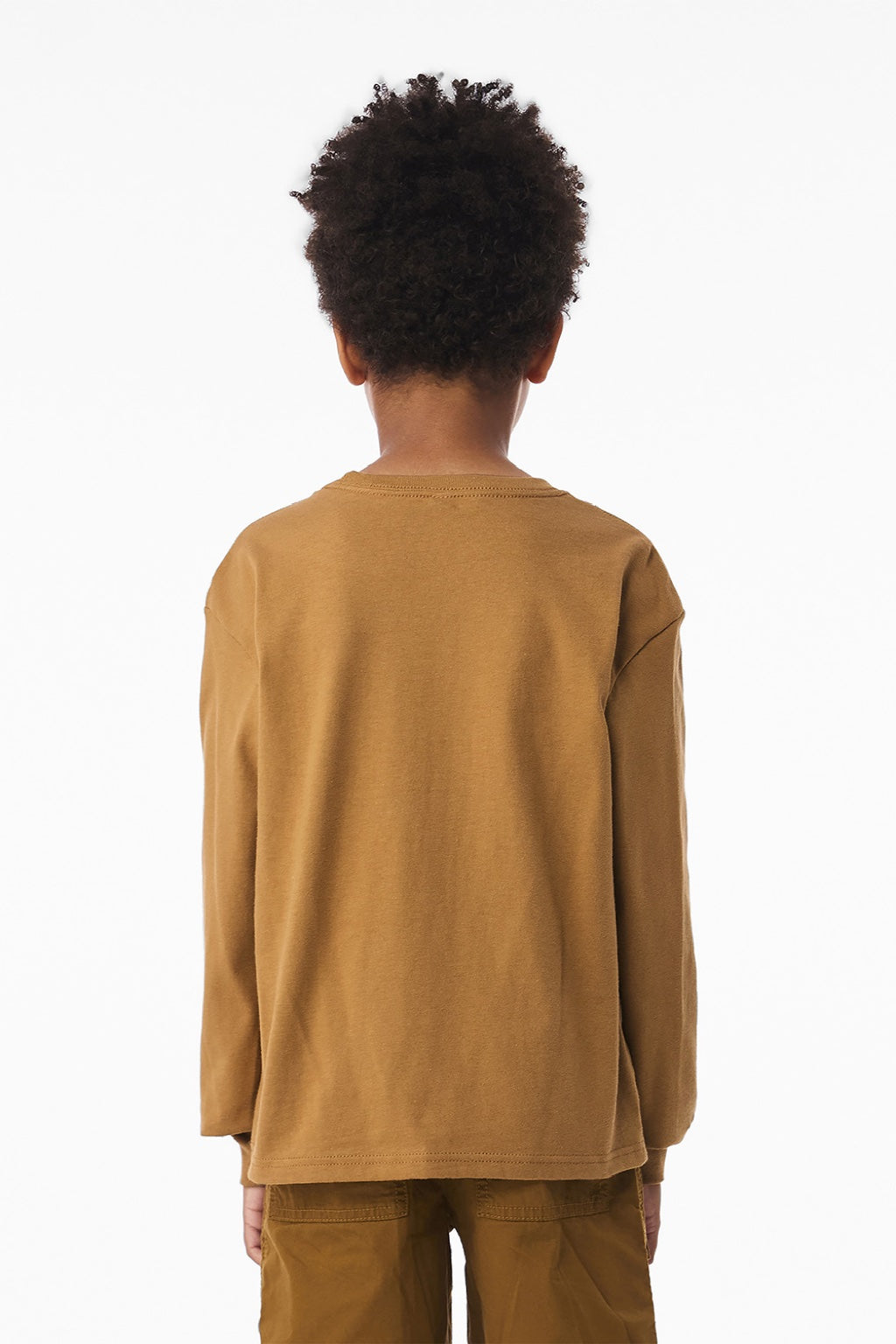 Bella + Canvas BC3511Y Youth Long Sleeve Crewneck T-Shirt Toast Model Back