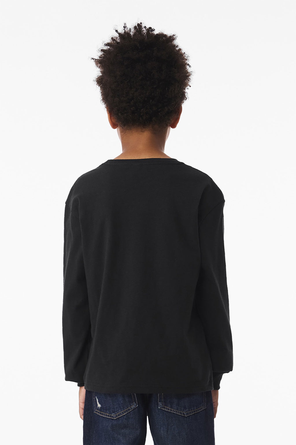 Bella + Canvas BC3511Y Youth Long Sleeve Crewneck T-Shirt Vintage Black Model Back