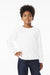 Bella + Canvas BC3511Y Youth Long Sleeve Crewneck T-Shirt White Model Front