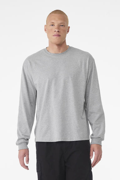 Bella + Canvas BC3511 Mens Long Sleeve Crewneck T-Shirt Heather Grey Model Front