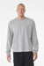 Bella + Canvas BC3511 Mens Long Sleeve Crewneck T-Shirt Heather Grey Model Front
