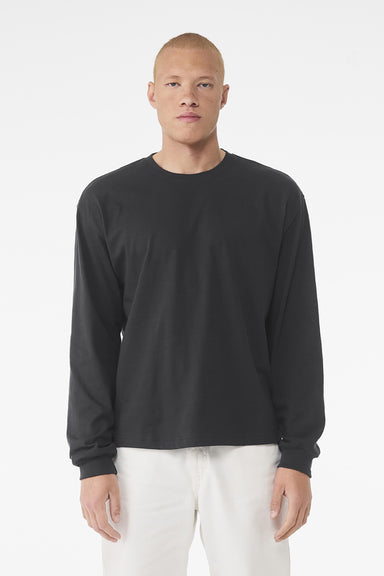 Bella + Canvas BC3511 Mens Long Sleeve Crewneck T-Shirt Dark Grey Model Front