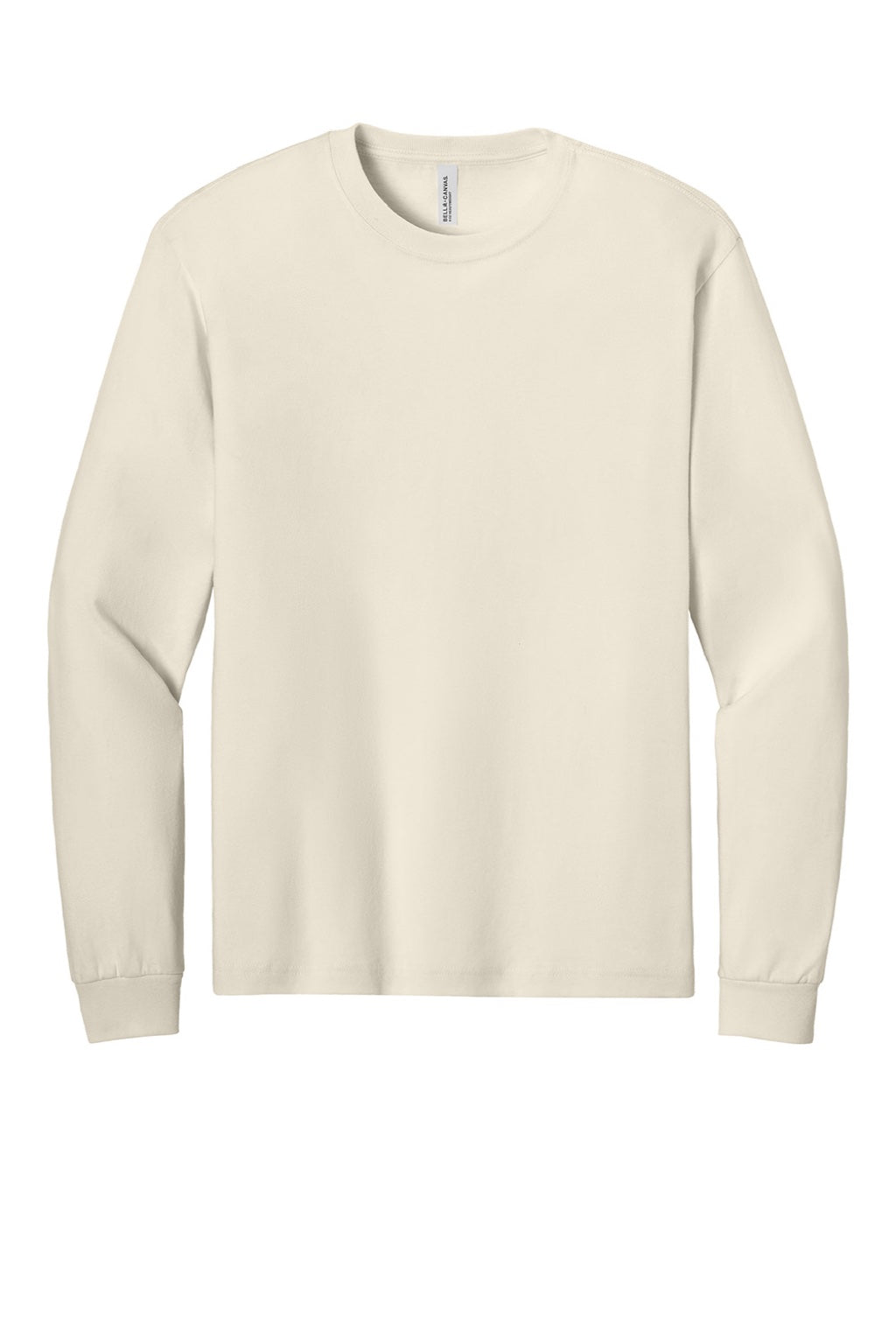 Bella + Canvas BC3511 Mens Long Sleeve Crewneck T-Shirt Natural Flat Front