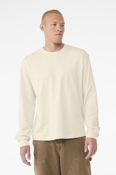 Bella + Canvas BC3511 Mens Long Sleeve Crewneck T-Shirt Natural Model Front