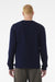 Bella + Canvas BC3511 Mens Long Sleeve Crewneck T-Shirt Navy Blue Model Back