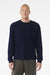 Bella + Canvas BC3511 Mens Long Sleeve Crewneck T-Shirt Navy Blue Model Front
