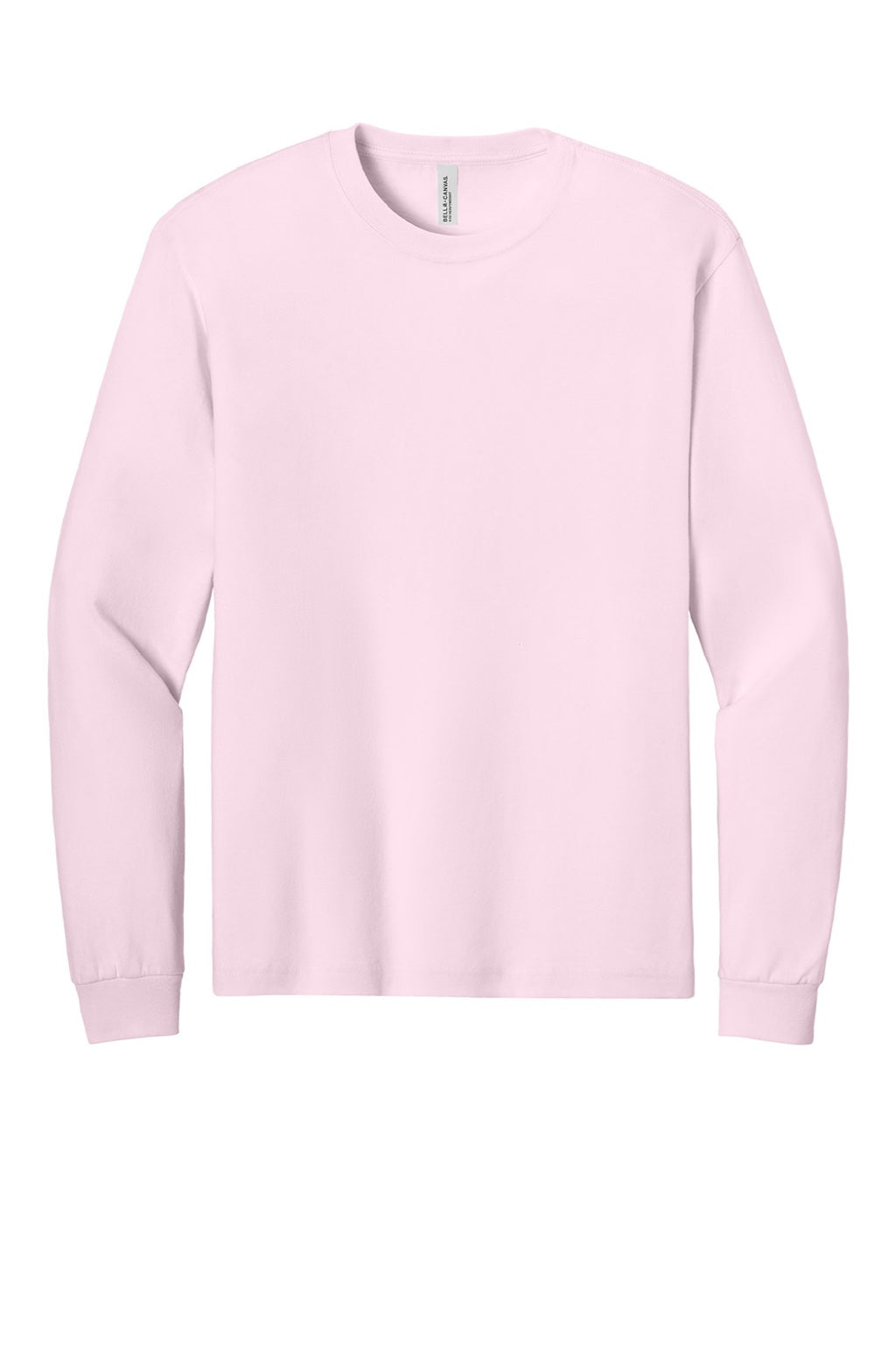 Bella + Canvas BC3511 Mens Long Sleeve Crewneck T-Shirt Soft Pink Flat Front