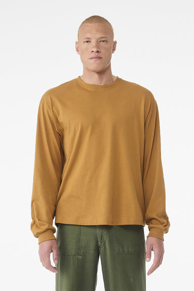 Bella + Canvas BC3511 Mens Long Sleeve Crewneck T-Shirt Toast Model Front