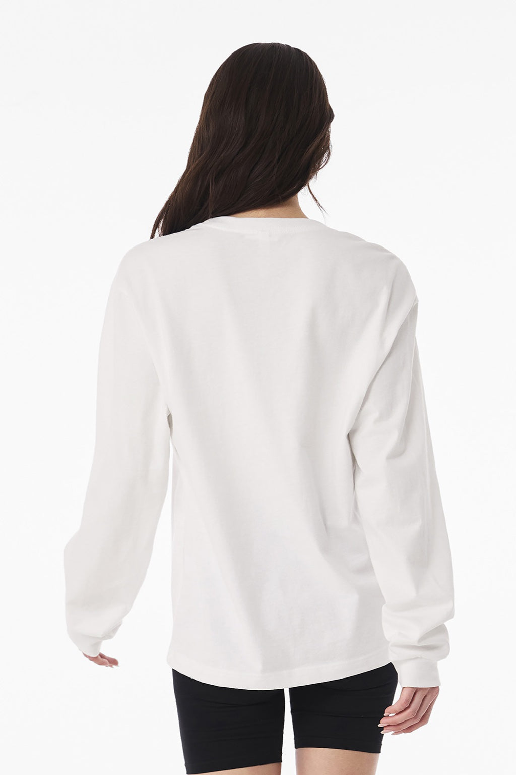 Bella + Canvas BC3511 Mens Long Sleeve Crewneck T-Shirt Vintage White Model Back