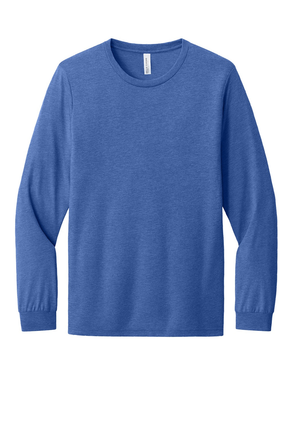 Bella + Canvas BC3513/3513 Mens Jersey Long Sleeve Crewneck T-Shirt Blue Flat Front