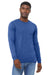 Bella + Canvas BC3513/3513 Mens Jersey Long Sleeve Crewneck T-Shirt Blue Model Front