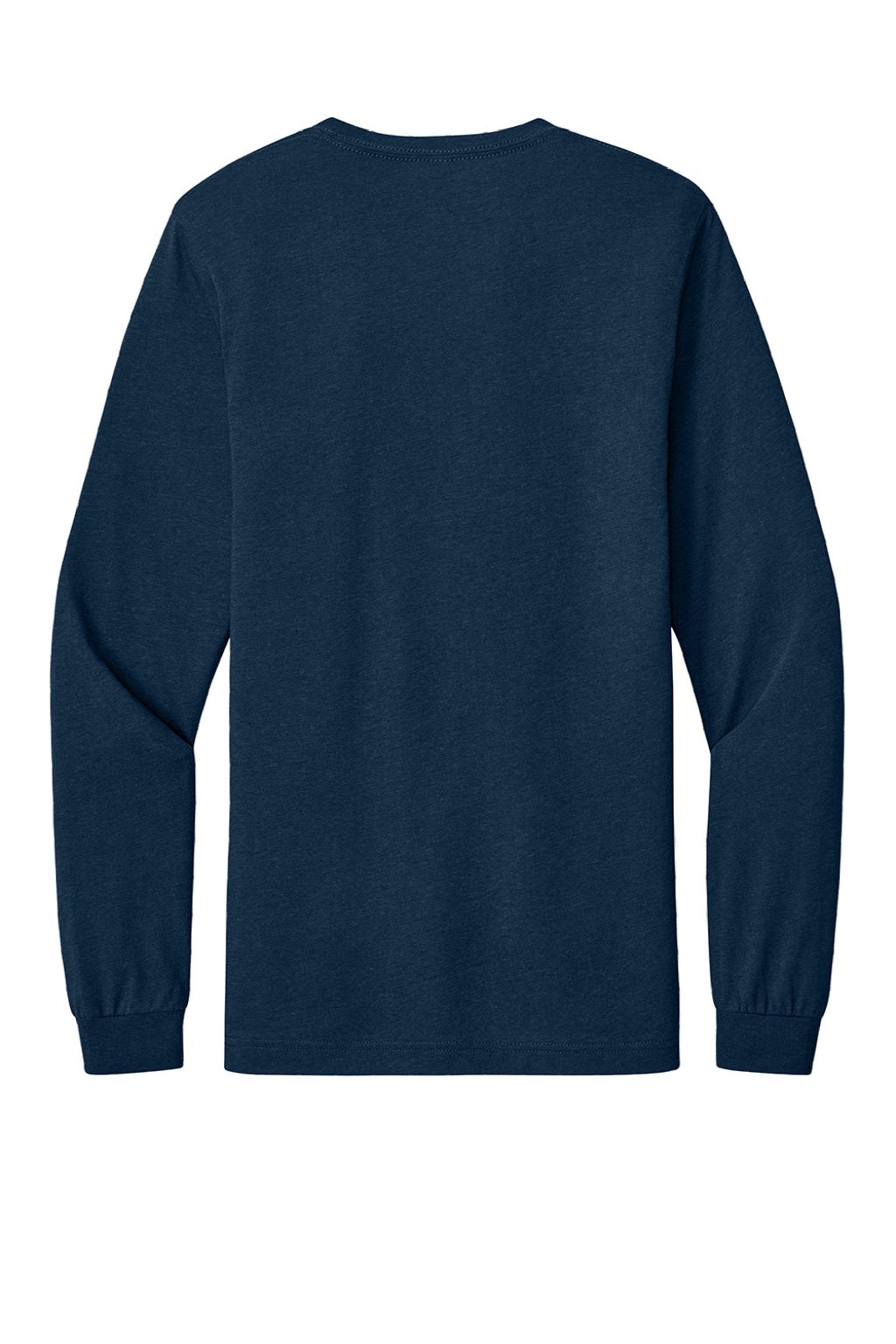 Bella + Canvas BC3513/3513 Mens Jersey Long Sleeve Crewneck T-Shirt Solid Navy Blue Flat Back