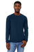 Bella + Canvas BC3513/3513 Mens Jersey Long Sleeve Crewneck T-Shirt Solid Navy Blue Model Front
