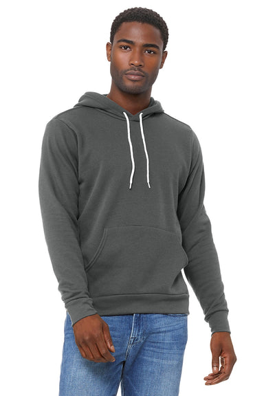 Bella + Canvas BC3719/3719 Mens Sponge Fleece Hooded Sweatshirt Hoodie w/ Pouch Pocket Asphalt Grey Model Front