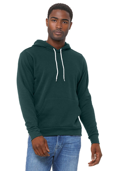 Bella + Canvas BC3719/3719 Mens Sponge Fleece Hooded Sweatshirt Hoodie w/ Pouch Pocket Atlantic Green Model Front