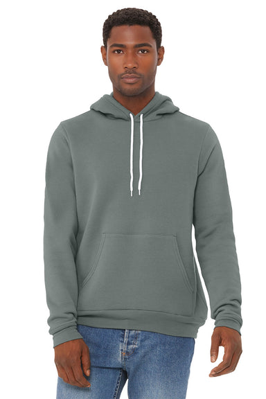 Bella + Canvas BC3719/3719 Mens Sponge Fleece Hooded Sweatshirt Hoodie w/ Pouch Pocket Storm Blue Model Front