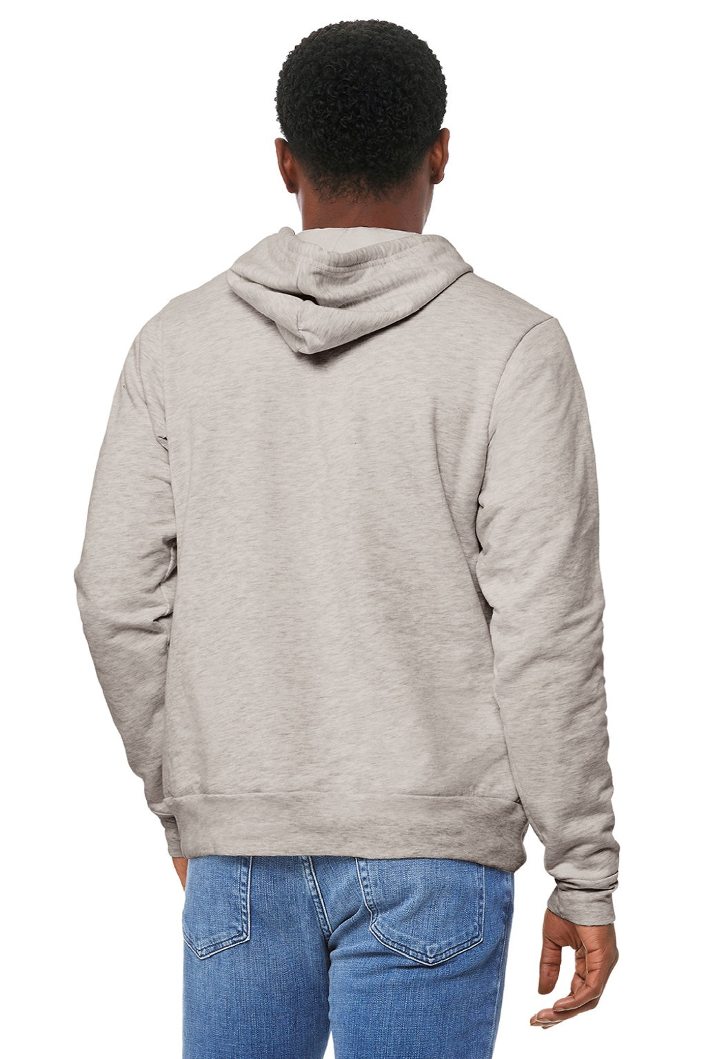 Bella + Canvas BC3719/3719 Mens Sponge Fleece Hooded Sweatshirt Hoodie w/ Pouch Pocket Heather Dust Model Back