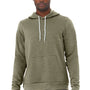 Bella + Canvas Mens Sponge Fleece Hooded Sweatshirt Hoodie w/ Pouch Pocket - Heather Olive Green