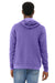 Bella + Canvas BC3719/3719 Mens Sponge Fleece Hooded Sweatshirt Hoodie w/ Pouch Pocket Heather Team Purple Model Back