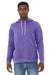 Bella + Canvas BC3719/3719 Mens Sponge Fleece Hooded Sweatshirt Hoodie w/ Pouch Pocket Heather Team Purple Model Front