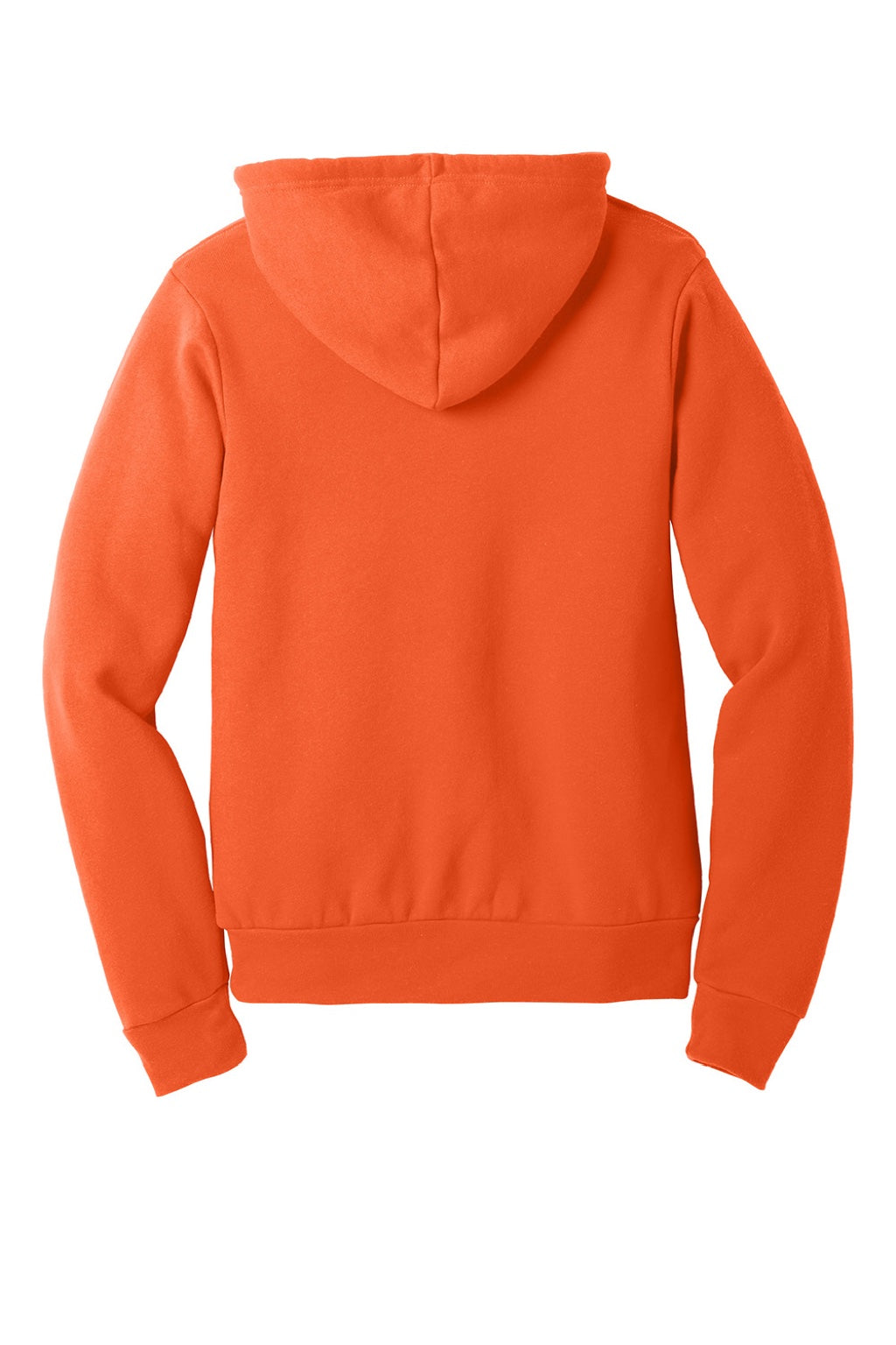 Bella + Canvas BC3719/3719 Mens Sponge Fleece Hooded Sweatshirt Hoodie w/ Pouch Pocket Orange Flat Back