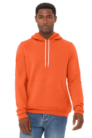 Bella + Canvas BC3719/3719 Mens Sponge Fleece Hooded Sweatshirt Hoodie w/ Pouch Pocket Orange Model Front