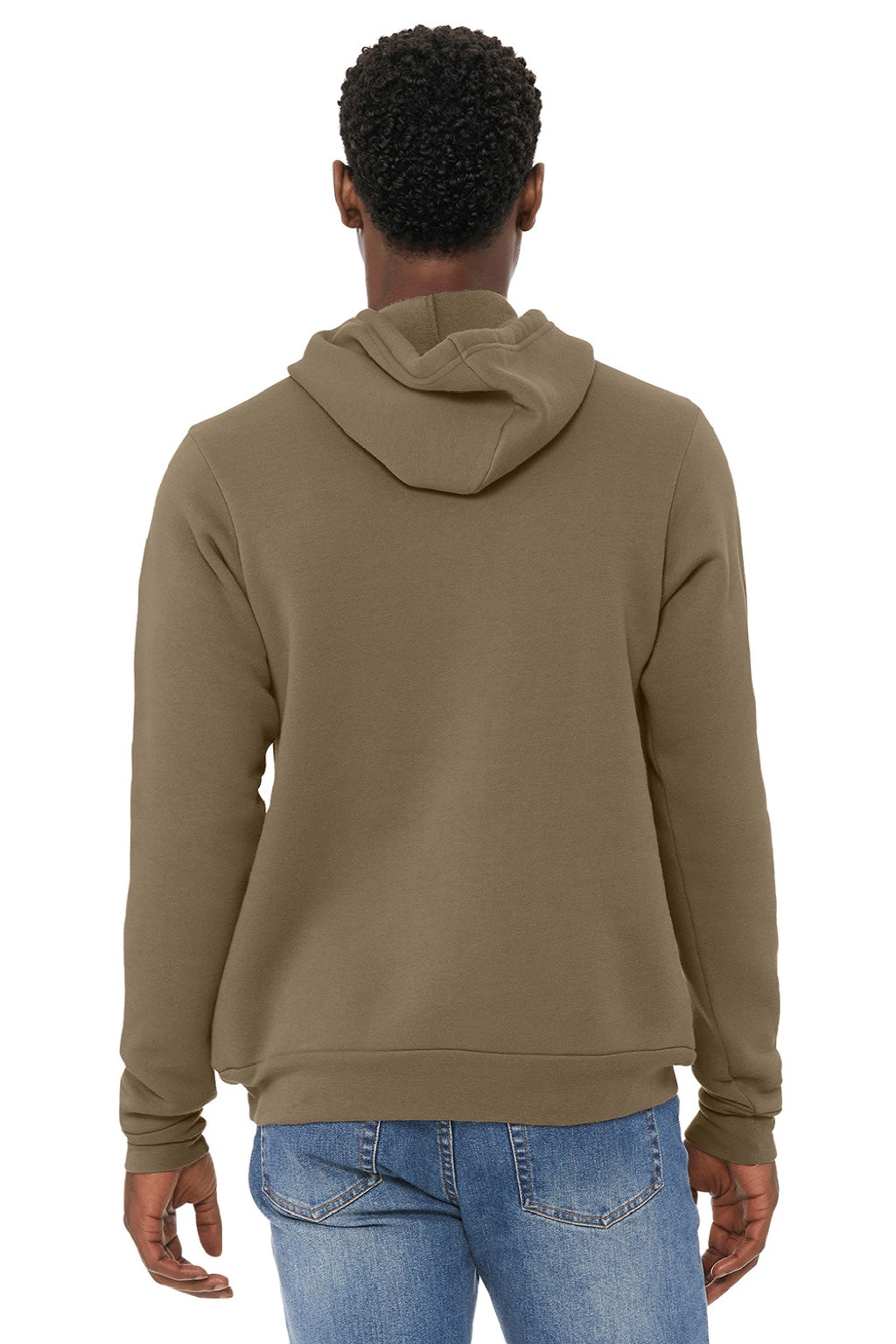 Bella + Canvas BC3719/3719 Mens Sponge Fleece Hooded Sweatshirt Hoodie w/ Pouch Pocket Vintage Brown Model Back