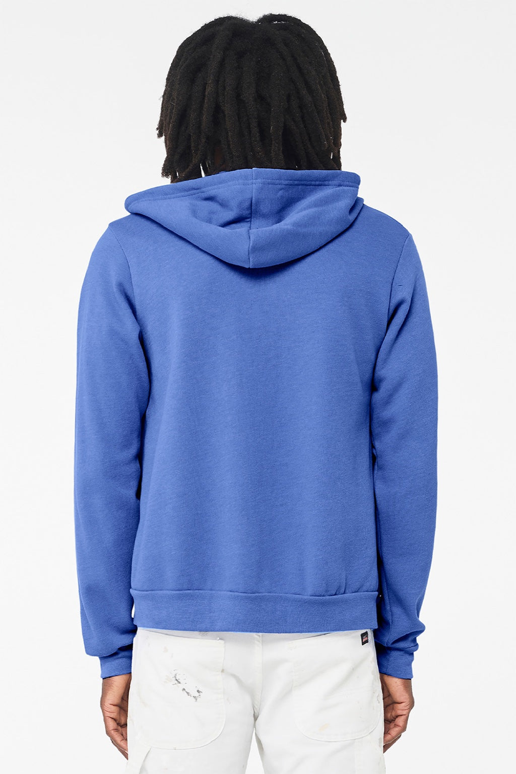 Bella + Canvas BC3739/3739 Mens Fleece Full Zip Hooded Sweatshirt Hoodie w/ Pockets Heather Columbia Blue Model Back