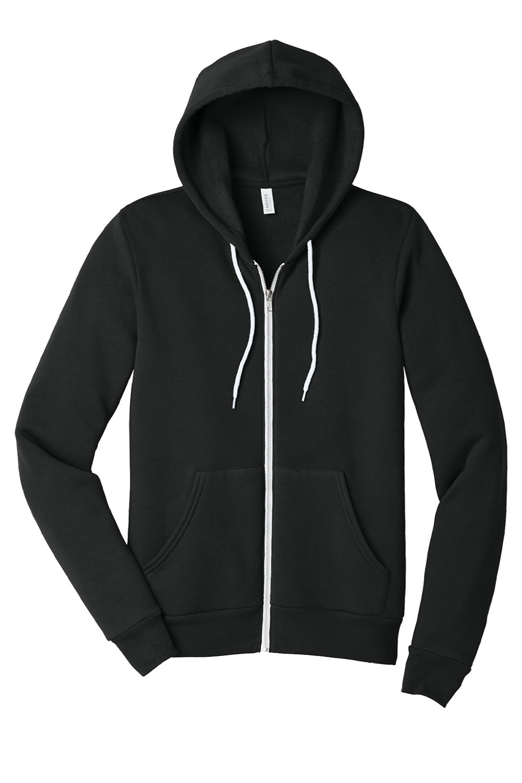 Bella + Canvas BC3739/3739 Mens Fleece Full Zip Hooded Sweatshirt Hoodie w/ Pockets Vintage Black Flat Front