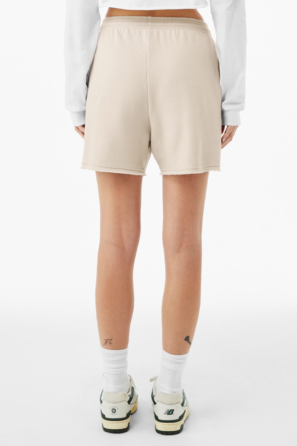 Bella + Canvas BC3787 Womens Cutoff Sweatshorts w/ Pockets Heather Dust Model Back