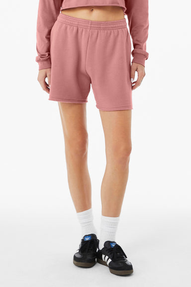 Bella + Canvas BC3787 Womens Cutoff Sweatshorts w/ Pockets Mauve Model Front