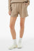 Bella + Canvas BC3787 Womens Cutoff Sweatshorts w/ Pockets Tan Model Front