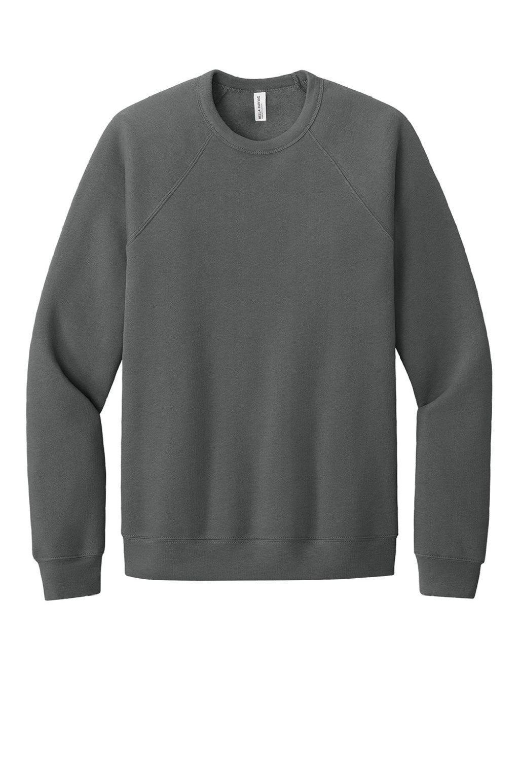 Bella + Canvas BC3901/3901 Mens Sponge Fleece Crewneck Sweatshirt Asphalt Grey Flat Front
