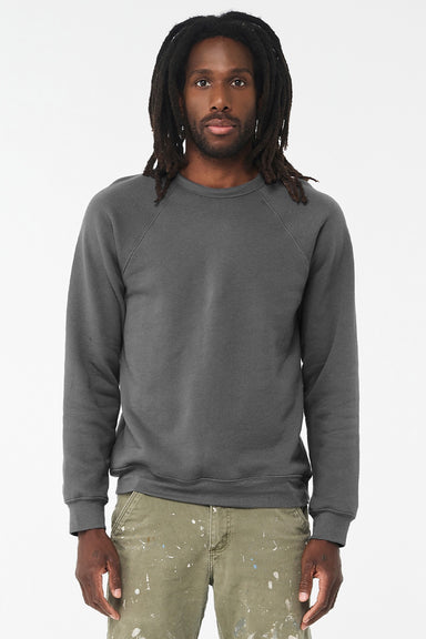 Bella + Canvas BC3901/3901 Mens Sponge Fleece Crewneck Sweatshirt Asphalt Grey Model Front
