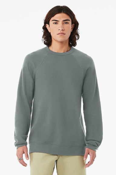 Bella + Canvas BC3901/3901 Mens Sponge Fleece Crewneck Sweatshirt Storm Blue Model Front