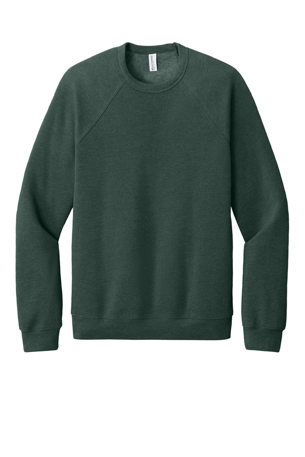 Bella + Canvas BC3901/3901 Mens Sponge Fleece Crewneck Sweatshirt Heather Forest Green Flat Front