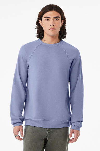 Bella + Canvas BC3901/3901 Mens Sponge Fleece Crewneck Sweatshirt Lavender Blue Model Front