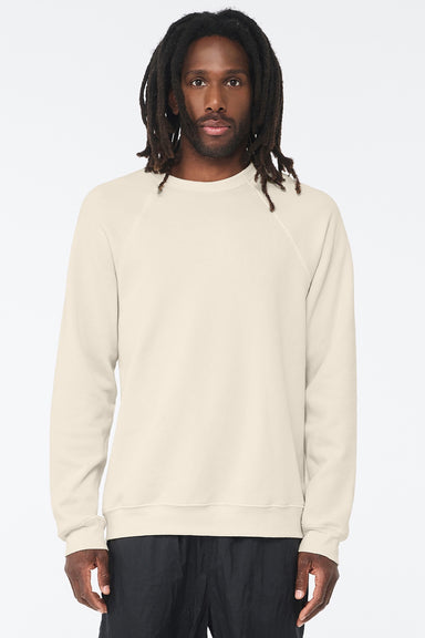Bella + Canvas BC3901/3901 Mens Sponge Fleece Crewneck Sweatshirt Natural Model Front