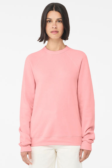 Bella + Canvas BC3901/3901 Mens Sponge Fleece Crewneck Sweatshirt Pink Model Front