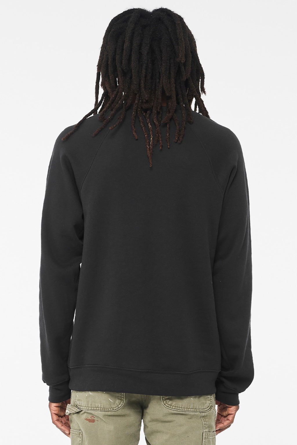 Bella + Canvas BC3901/3901 Mens Sponge Fleece Crewneck Sweatshirt Vintage Black Model Back