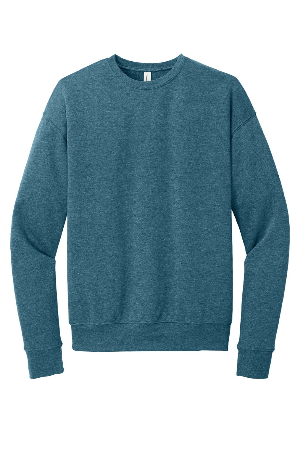 Bella + Canvas BC3945/3945 Mens Fleece Crewneck Sweatshirt Heather Deep Teal Blue Flat Front
